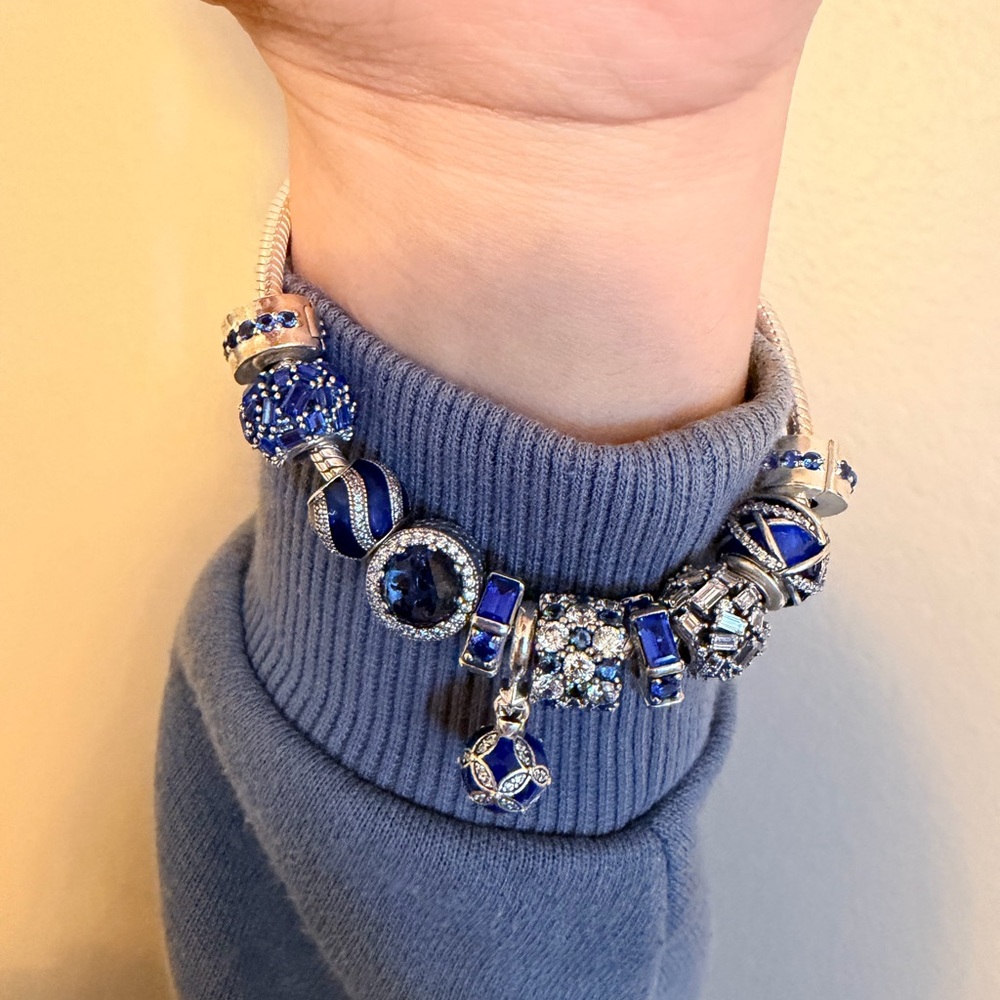 Pandora Blue and Silver Charm Bracelet